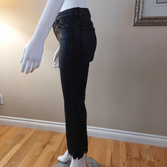 J Brand Selena Mid Rise Crop with Coated Black Lace Jeans - Picture 4 of 16